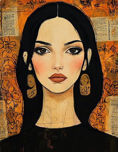 Femme abstraite avec boucles d'oreilles