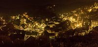 Panorama of the old town of Monschau at night