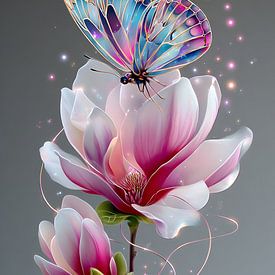 vlinder op bloem van Gelissen Artworks