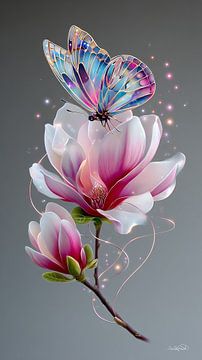 vlinder op bloem van Gelissen Artworks