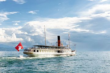 La Suisse steamboat cruise the Leman lake (Switzerland).