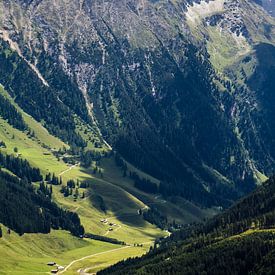 Daluitzicht vanaf de berg in Gerlos in Oostenrijk van Debbie Kanders