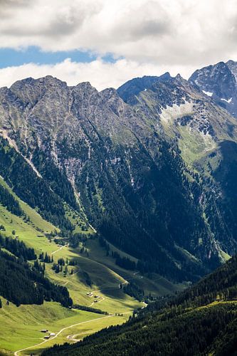 View of the valley from the mountain in Gerlos in Austria