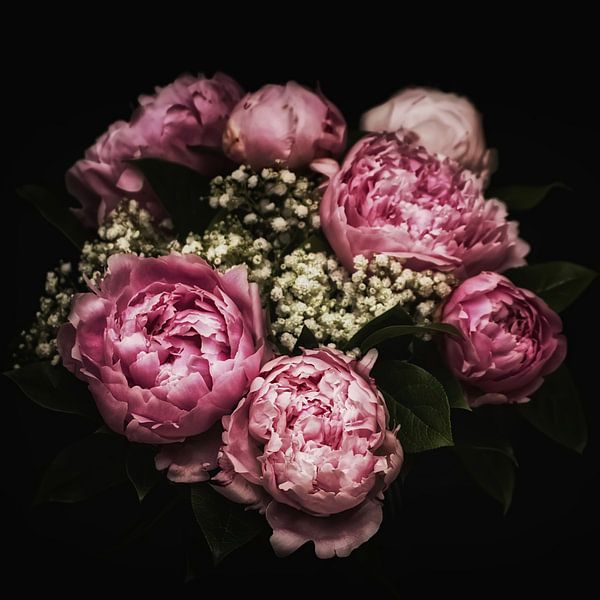 Peony bouquet romantic by Marlika Art