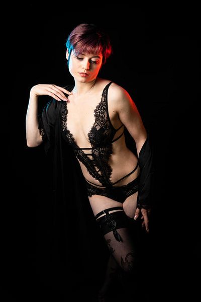 Fashion portrait of a 23 year old white woman with short, dyed h by Werner Lerooy