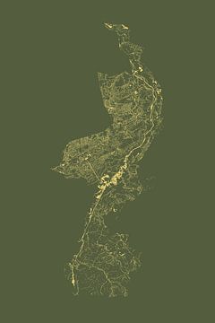 Wateren van Limburg in Groen en Goud van Maps Are Art