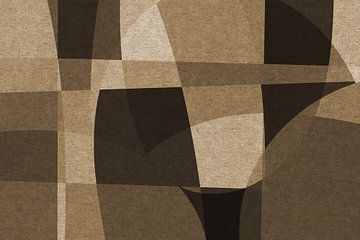 Formes et lignes organiques abstraites. Art géométrique de style rétro en marron et beige IV sur Dina Dankers