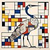 Kraanvogel in rood, geel en blauw van Gert-Jan Siesling