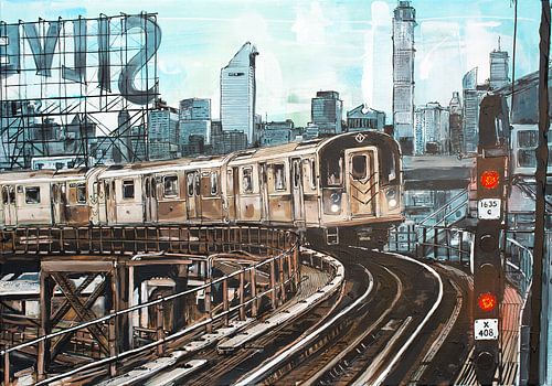 New York subway schilderij