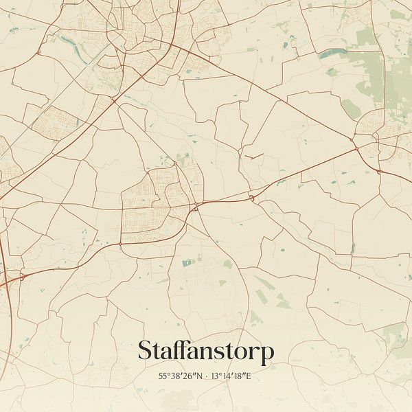 Carte ancienne de Staffanstorp, Suède. par Affiches de lieux