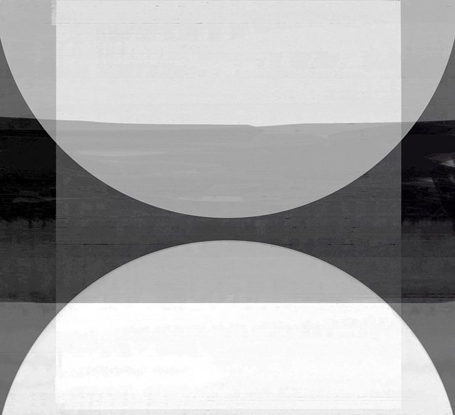 Abstract black and white Bauhaus shapes by FRESH Fine Art