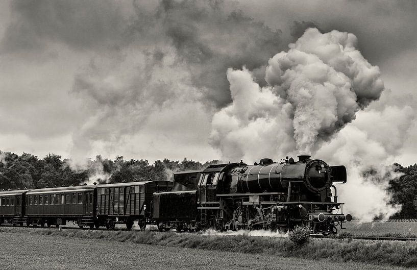 Dampflok fährt auf dem Land von Sjoerd van der Wal Fotografie