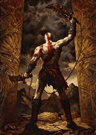 Man with blades of chaos painting by B A G O G O N G