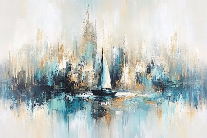 Voilier dans une ville abstraite par Imperial Art House