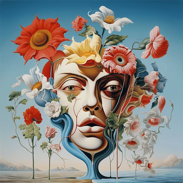 Surreal flowers faces landscape melancholy fairy tale by gm_designs