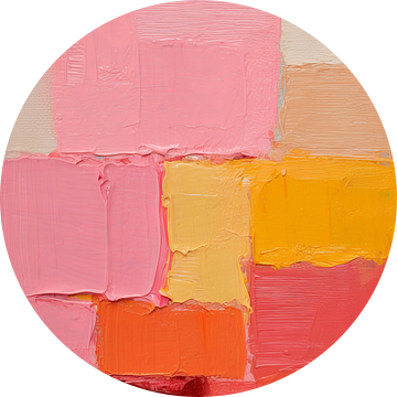 Modern abstract in roze en okergeel van Studio Allee