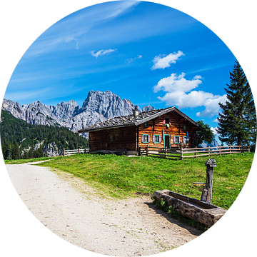 Gezicht op de Litzlalm met hut in Oostenrijk van Rico Ködder