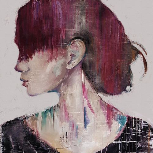 abstract portret van een vrouw , schilderij in acrylverf