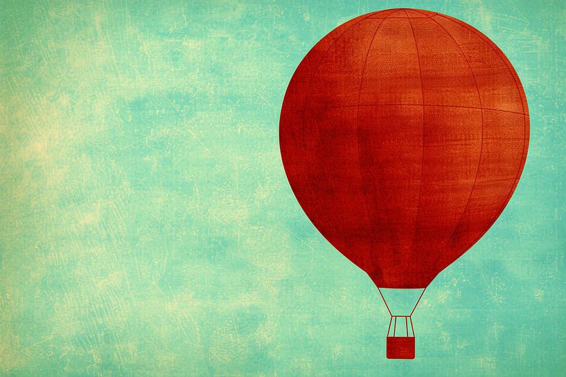 Minimalistischer Heißluftballon vor einem farbigen Hintergrund von Imperial Art House