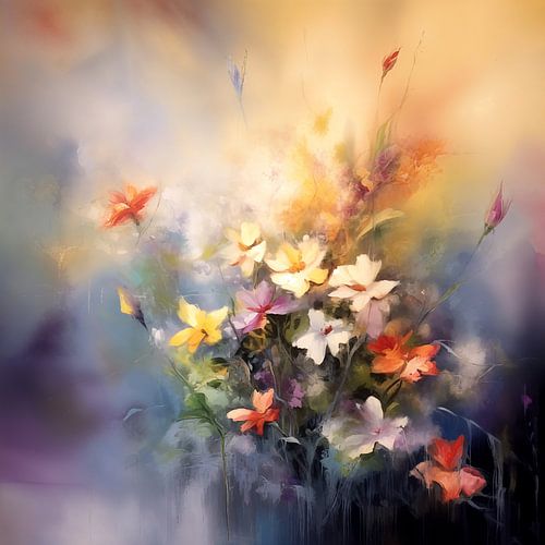 Pastel Boeket Schilderij