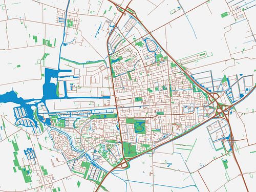 Kaart van Drachten in de stijl Urban Ivory