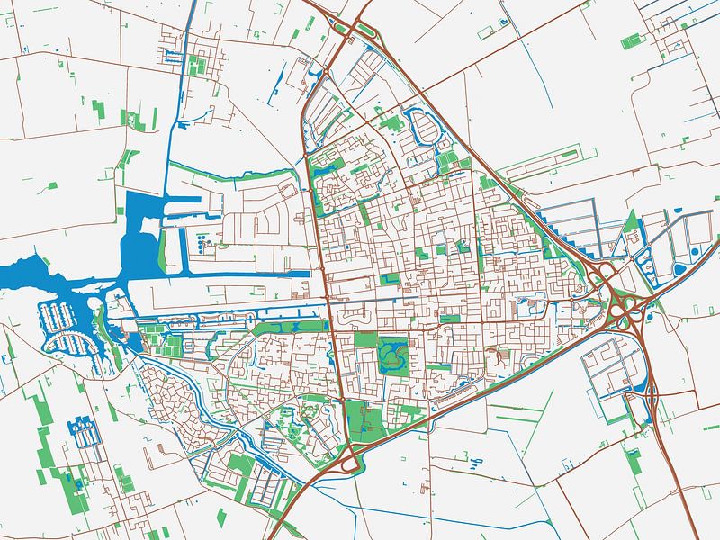 Kaart van Drachten in de stijl Urban Ivory van Map Art Studio op canvas