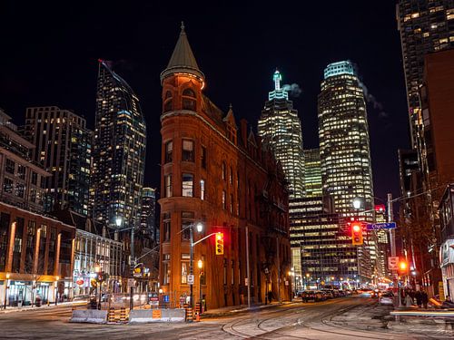 Gooderham Building Toronto at night.