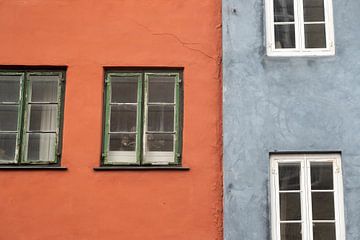 rood grijze muur in Nyhavn Denemarken, architectuur foto
