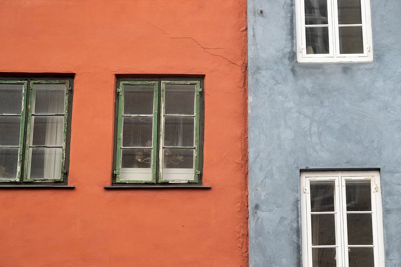rood grijze muur in Nyhavn Denemarken, architectuur foto van Karijn | Fine art Natuur en Reis Fotografie