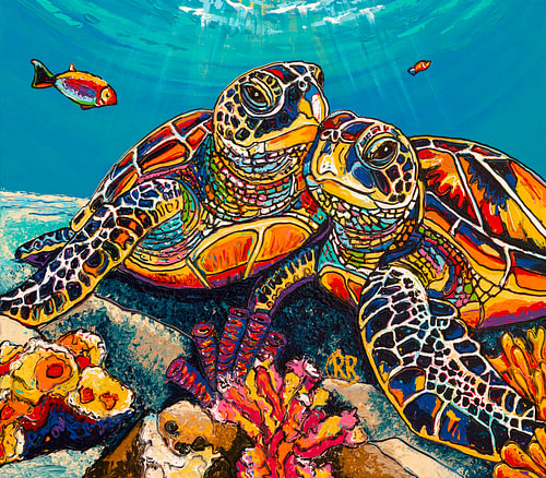 Omarmd door de Oceaan van Happy Paintings / Renata Rolefes Art