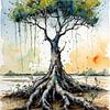 Mangrovenbaum Aquarell - Atmosphärische Küsten-Natur-Kunst von MIROKKU