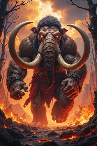ELEPHANT – A mighty elephant man stomps through an inferno of flames