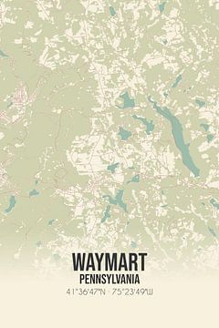 Vintage landkaart van Waymart (Pennsylvania), USA. van MijnStadsPoster