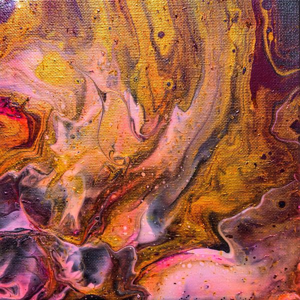 Organic grey pink gold acrylic casting painting by Anita Meis