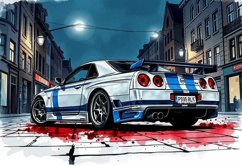 Nissan GT-R R34 - Geschwindigkeitsübertretung in einer europäischen Stadt von MIROKKU