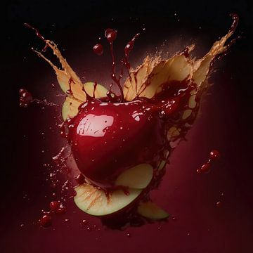 Explodierender Apfel mit Rotwein