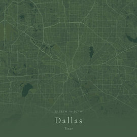 Vintage-Landkarte von Dallas, Vereinigte Staaten von Ortsdrucke