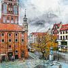 Toruń stad aquarel #Toruń van JBJart Justyna Jaszke