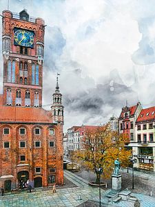 Toruń city watercolor #Toruń