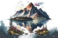 Watercolour of a landscape. by Gelissen Artworks thumbnail