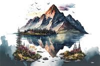Watercolour of a landscape.