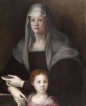 Portret van Maria Salviati de' Medici met Giulia de' Medici, Jacopo da Pontormo
