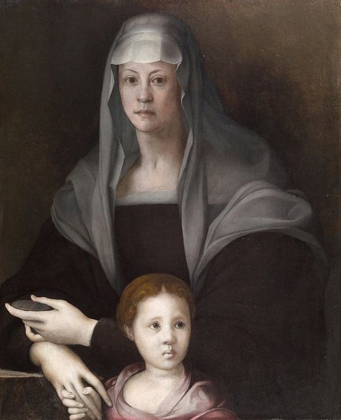 Porträt von Maria Salviati de' Medici mit Giulia de' Medici, Jacopo da Pontormo von Meesterlijcke Meesters