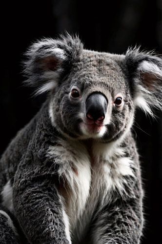 Gedetailleerde zwart-wit koala
