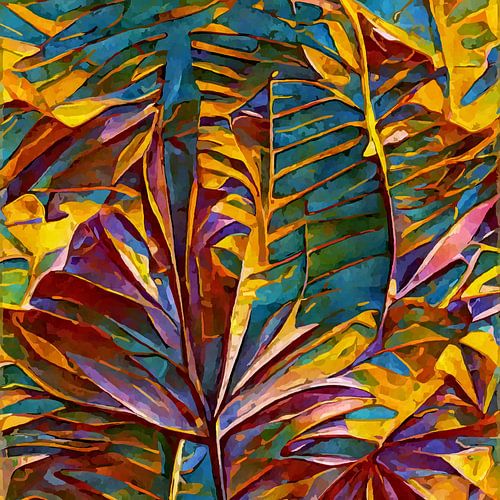 Oker gekleurde verweerde herfstbladeren nr. 4