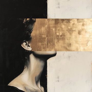 Female Silhouette in Monochrome and Gold van Color Square