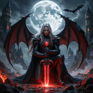Dark Fantasy Wandbild: ZARVESSA – Die blonde Dämonin vor der Schlacht des Jüngsten Gerichts