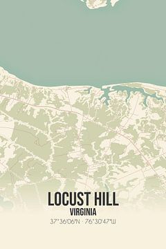 Carte ancienne de Locust Hill (Virginie), USA. sur Rezona