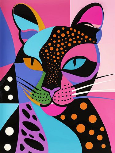 kleurrijke polka kat