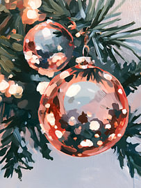 Weihnachtskugeln mit Rosenmotiv und Glitzer von Mosaic Dialogue